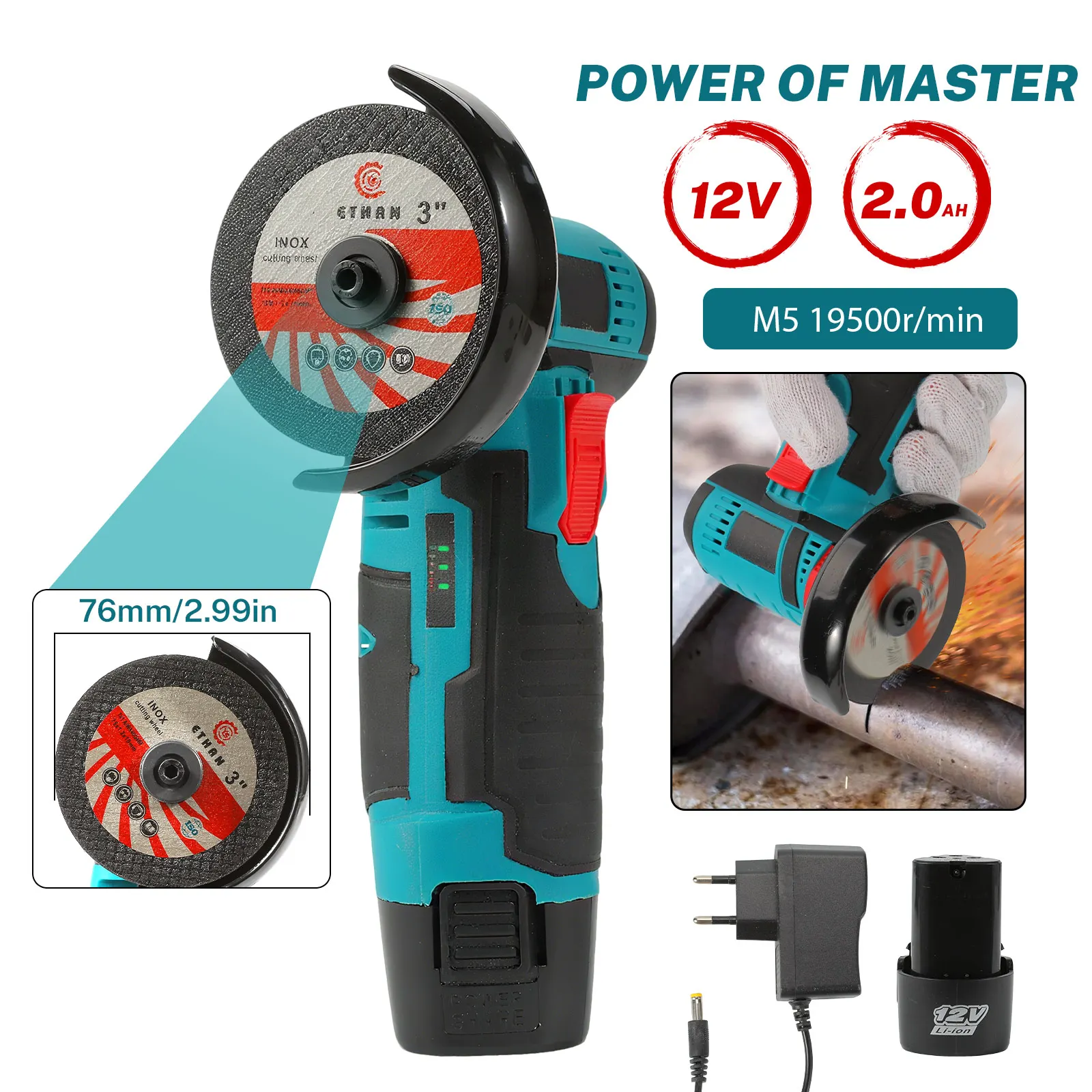 19500 دورة في الدقيقة 12 فولت طاحونة زاوية صغيرة قابلة للشحن ماكينة الطحن بطارية ليثيوم لاسلكية طاحونة قطع أدوات كهربائية