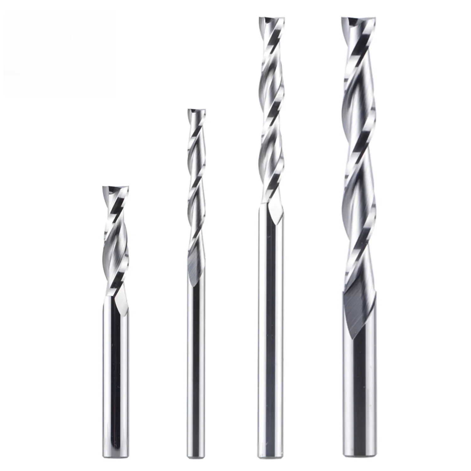 Dreanique 1pc UP cut Solid Carbide Milling Cutter 3.175 4 6 8mm 2 Flute Spiral Router Bit Carbide End Mill  Wood MDF