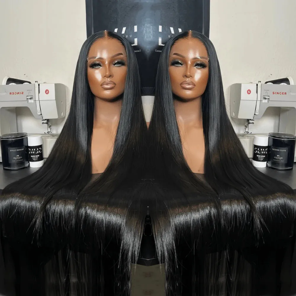 

30 34 40 дюймов 13x6 HD Прозрачные костяные прямые кружевные фронтальные парики 5x5 Бесклеевые парики из натуральных волос Wear and Go Плотность 200 для женщин