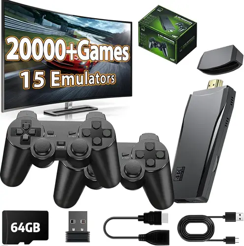 Mini consolas de videojuegos 4K, reproductor de videojuegos integrado, 40000 juegos con controlador inalámbrico doble de 2,4G, envío directo