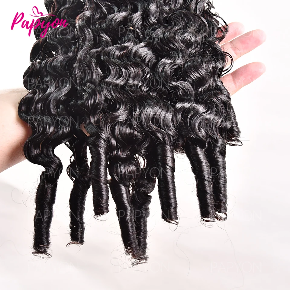 Extensión de cabello humano rizado birmano para crochet, onda de agua brasileña, tejido pre-separado sin nudos, pluma, extensiones para crochet 6