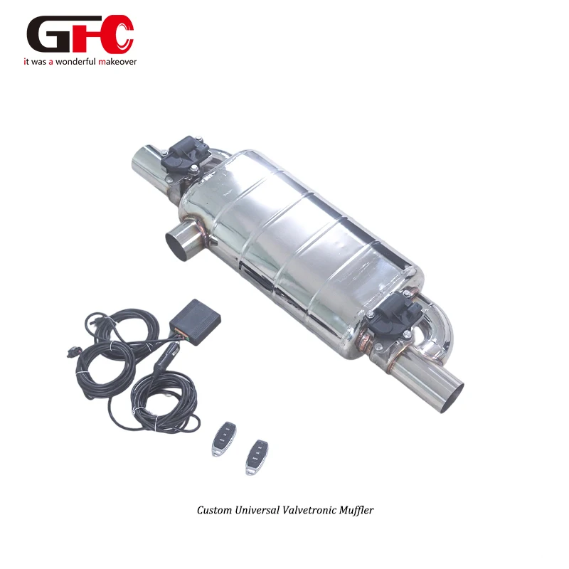 

Universal Dual Electronic Valve Exhaust Muffler Stainless Steel Right Inlet Dual Outlet Transverse Muffler
