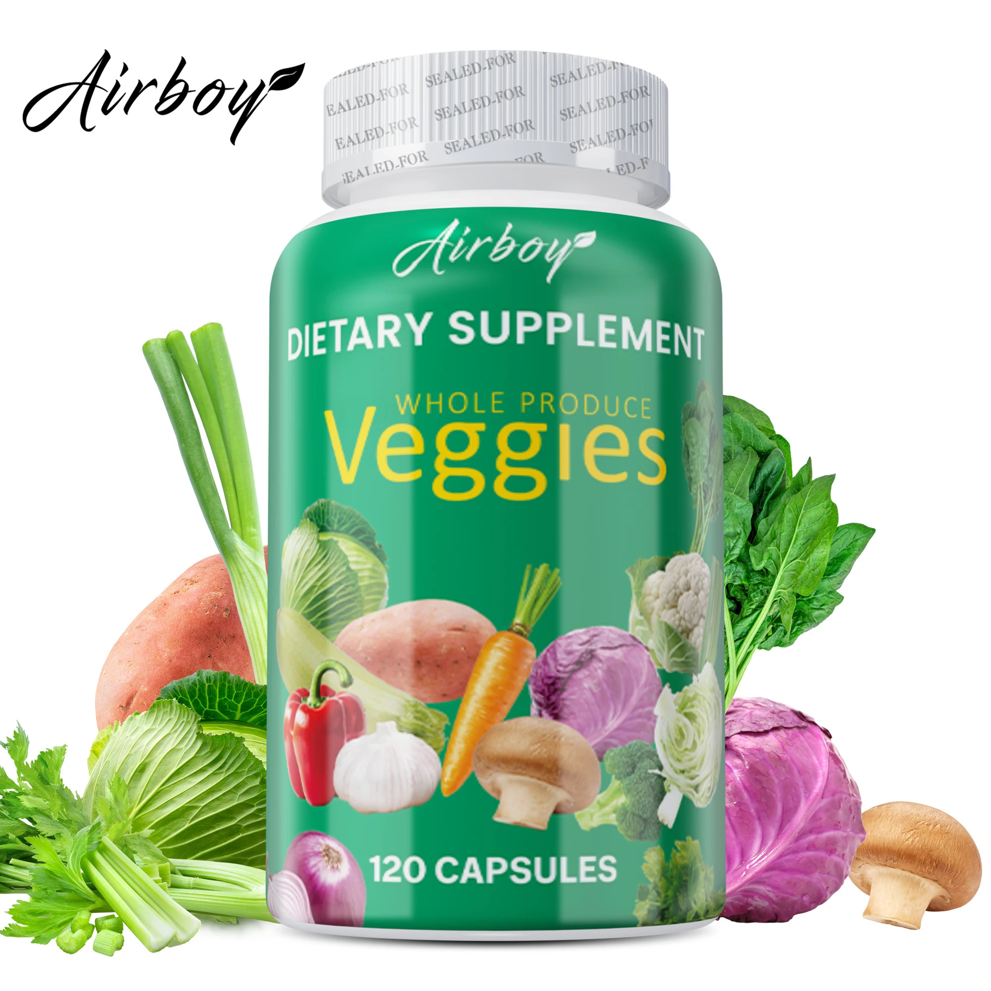 Veggies Supplement - Boosts Energy and Immunity, Antioxidant, Improves Digestive Health - 120 Capsules