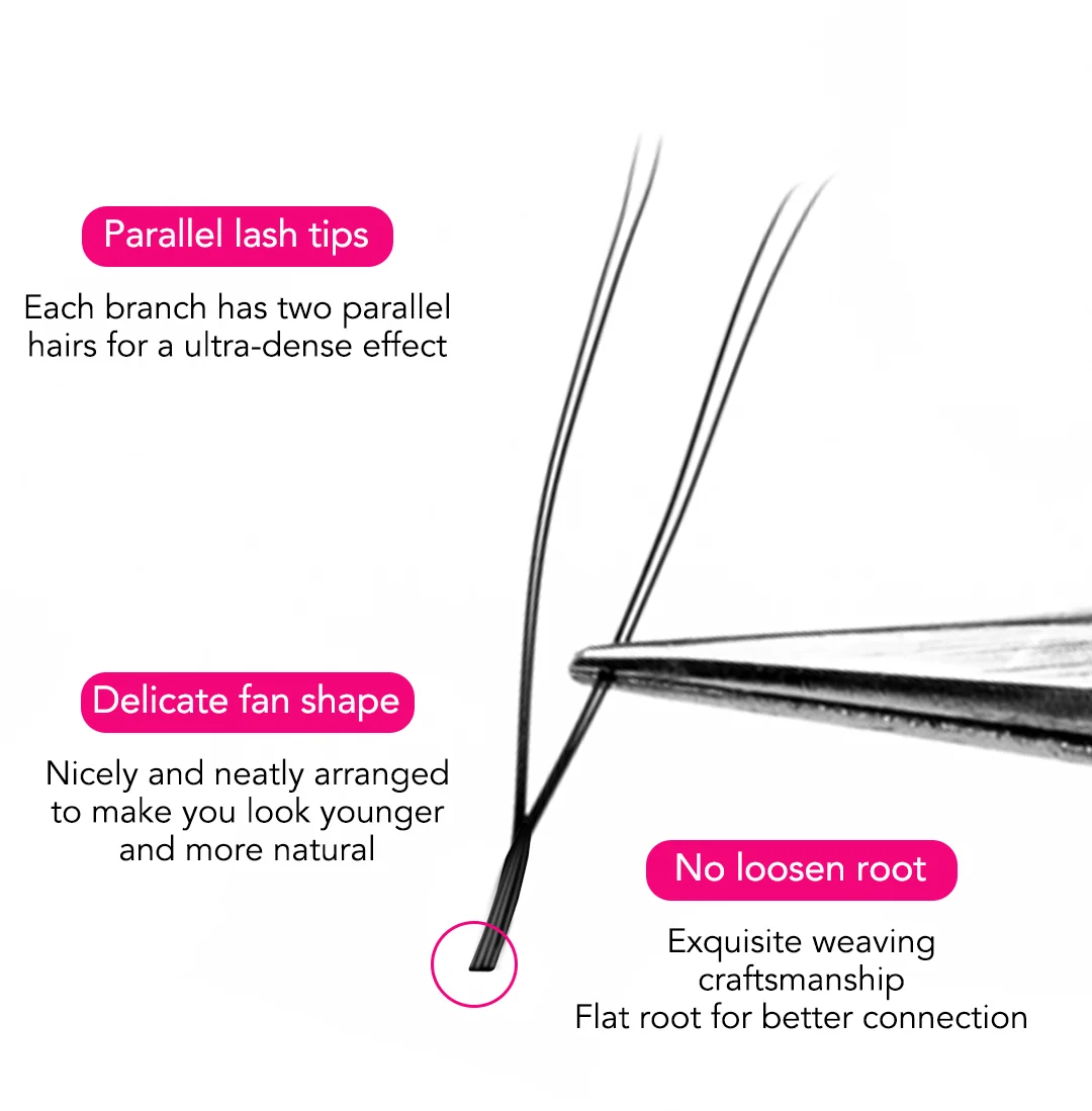 TDANCE U-Form YY Wimpernverlängerung Premium PBT C D 8–15 mm Mix natürliche weiche DIY vorgefertigte Fächerwimpern Wispy falsche Wimpern – Detail 3