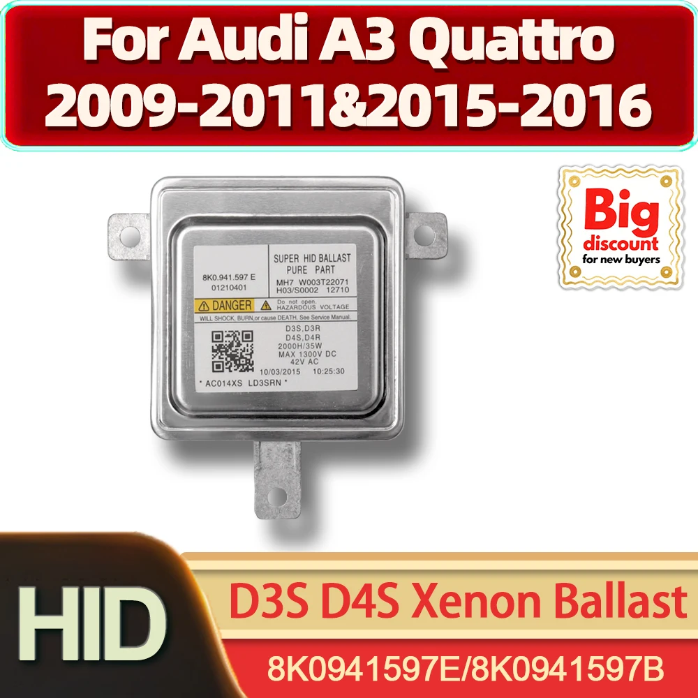 

1X 35W HID Xenon Headlight Ballast Control Unit OEM 8K0941597E 8K0941597B D3S D4S For Audi A3 Quattro 2009 2010 2011&2015-2016