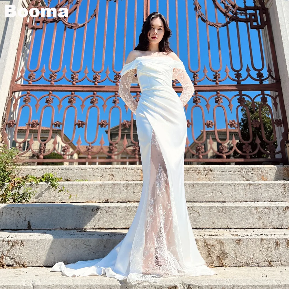 

Booma Mermaid Wedding Dresses Off Shoulder Satin Brides Party Gowns for Women Elegant Bridals Evening Dress Customized