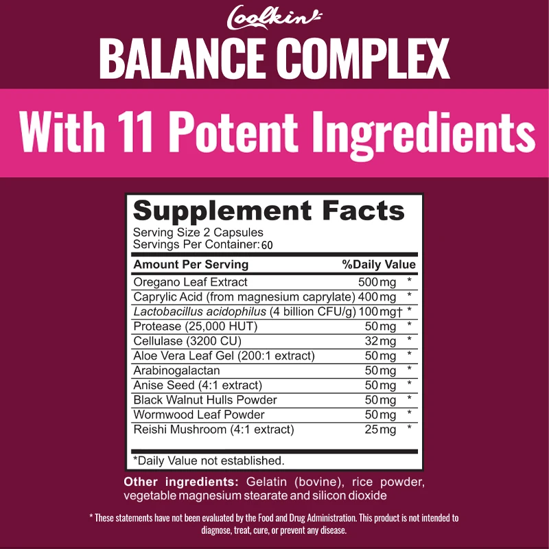 Women's Balance Complex - Intestinal Cleansing and Constipation Relief, Improves Digestion - 120 Capsules