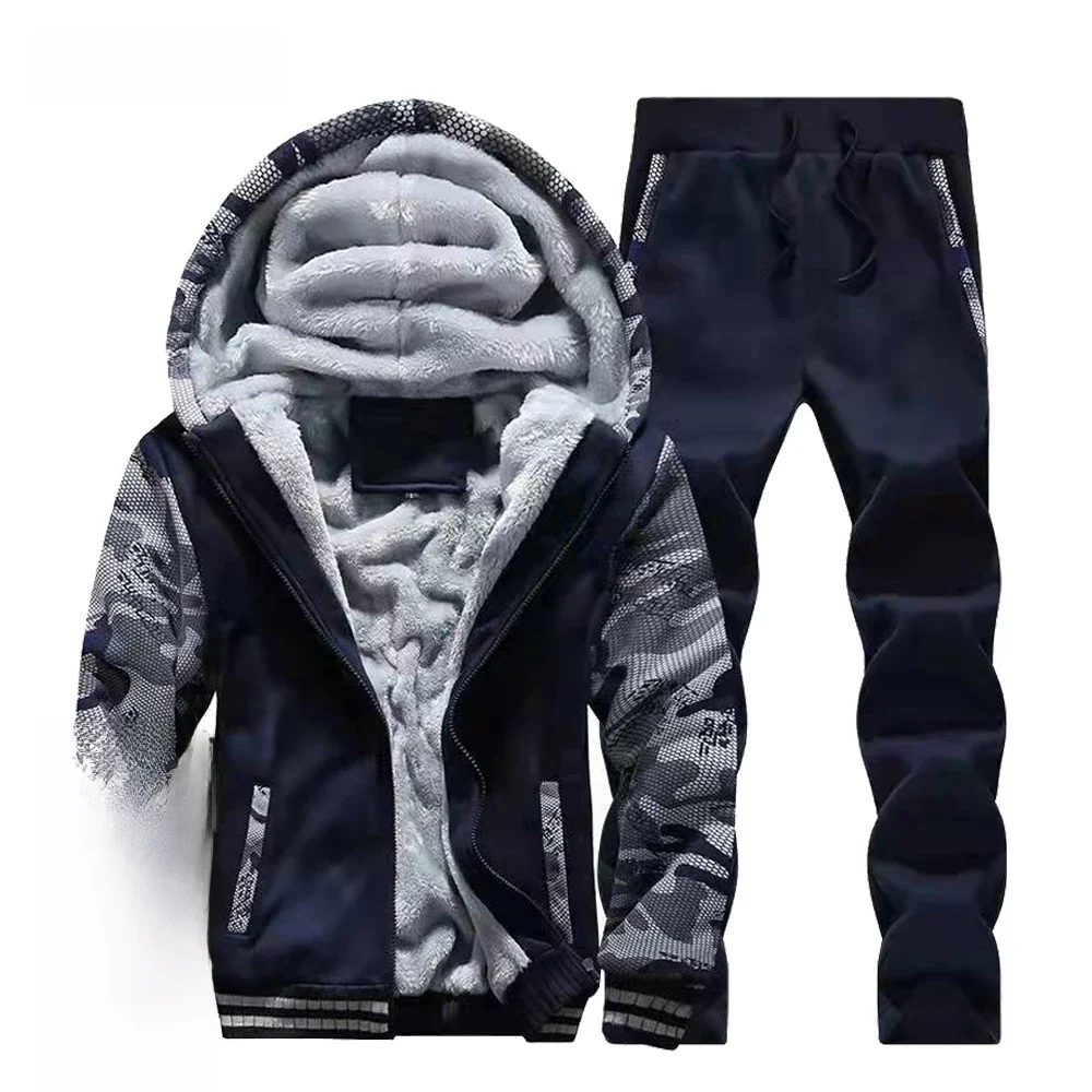 Männer Winter Jacken Dicke Warme Jacke Marke Sportswear Mantel Hosen Einfarbig Fleece Zipper Mit Kapuze Lange Ärmeln Männliche Oberbekleidung