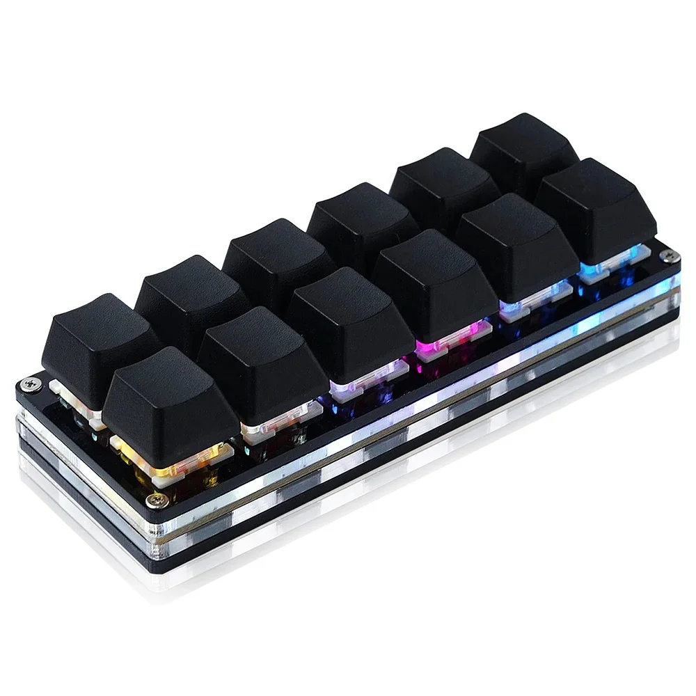 12-Tasten Mini mechanische Gaming-Tastatur Einhandtastatur USB-C Kabelgebundene OSU-Tastatur Programmierbare und Hot-Swap-fähige Tastatur