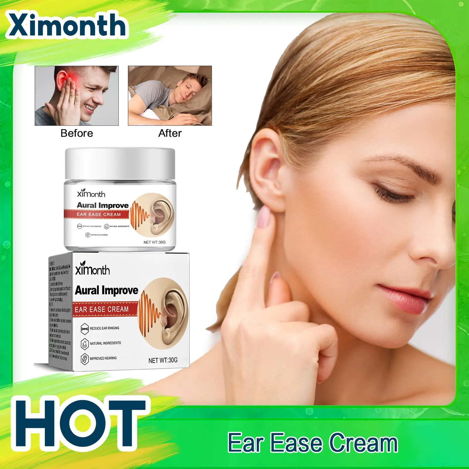 Tinnitus Treatment Cream Ear Ringing Therapy Relieve Ear Pain Itchy Improve Hearing Deafness Prevention Earache Alleviate Cream