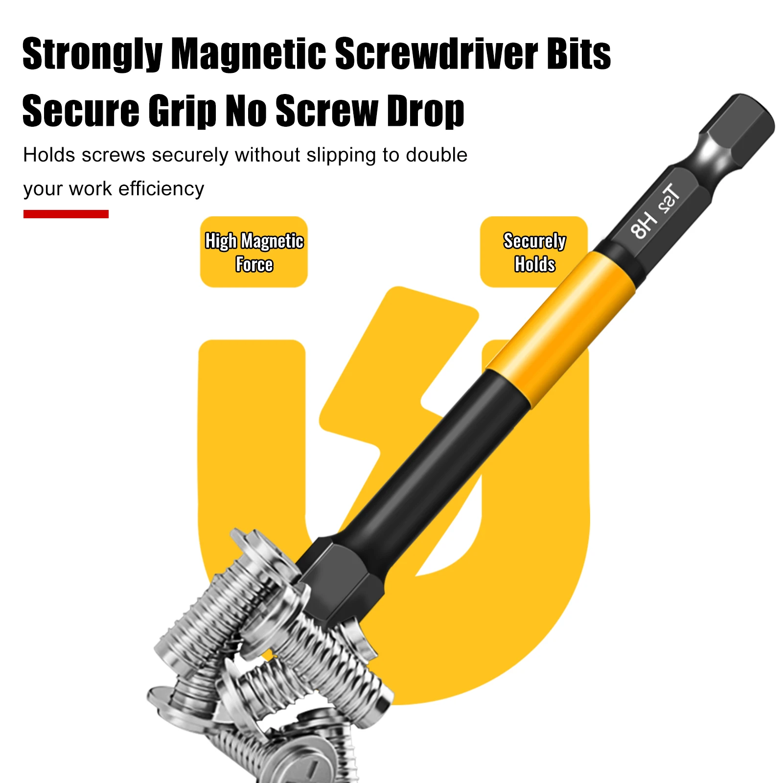 Allen Wrench Drill Bit Hex Driver Bits Set 50/100/150mm H1.5-H10mm with Magnetic Grip and Slip Design for Secure Screw Holding