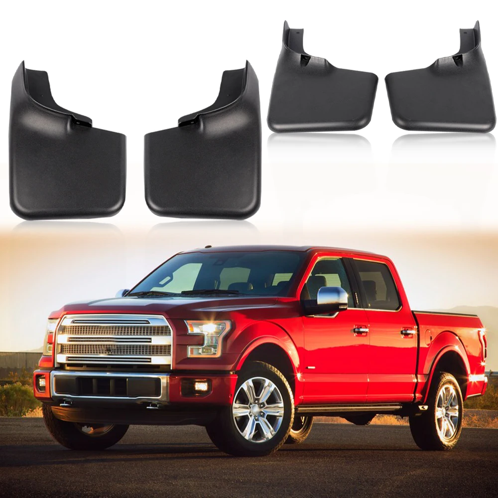 

4Pcs Splash Guards Mud Flaps Front and Rear Fit for 2004-2014 Ford F-150 Molded 4L3Z16A550Caa Black Strong Durable Sturdy Car