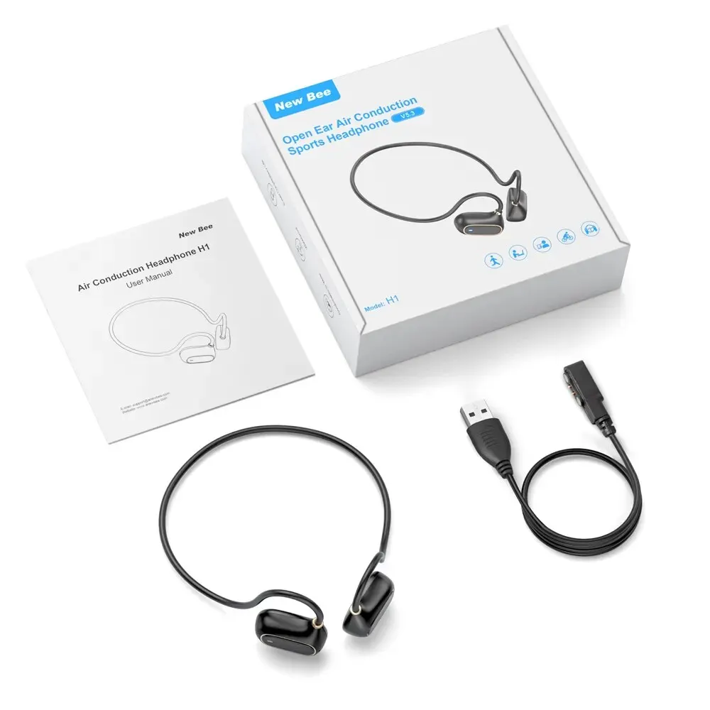 سماعات رأس لاسلكية التوصيل الجوي ، سماعات الأذن الرياضية H1 ، بلوتوث 5.3 ، صوت ممتاز ، ميكروفون مزدوج ، مكالمة ، تقليل الضوضاء ، جديد