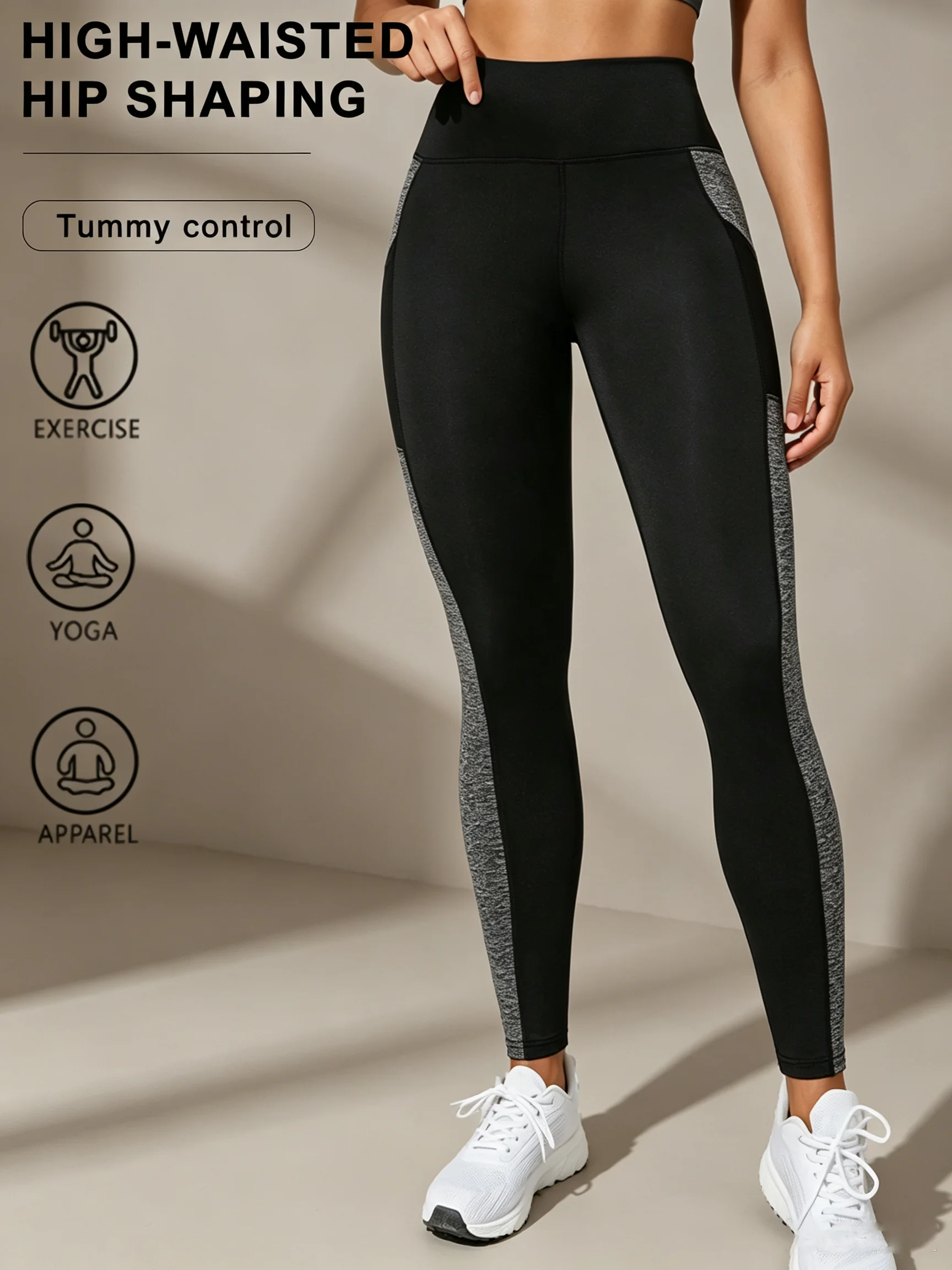 Damen-Yoga-Leggings mit Taschen, hoher Taille, formgebend, schlankmachend, Bauchwegend, Fitness-Sport, schnelltrocknende Hose, Sportbekleidung