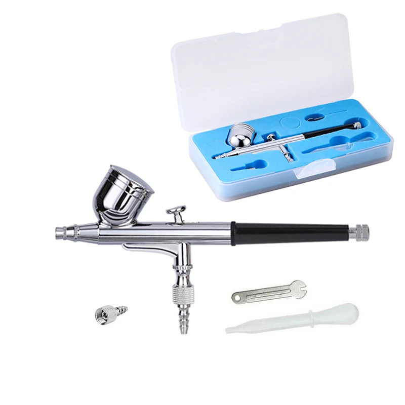 Airbrush with Compressor Kit Dual-Action 7cc Capacity 0.3mm Spray Gun Accessories for Models Painting Air Brush Compressor Set