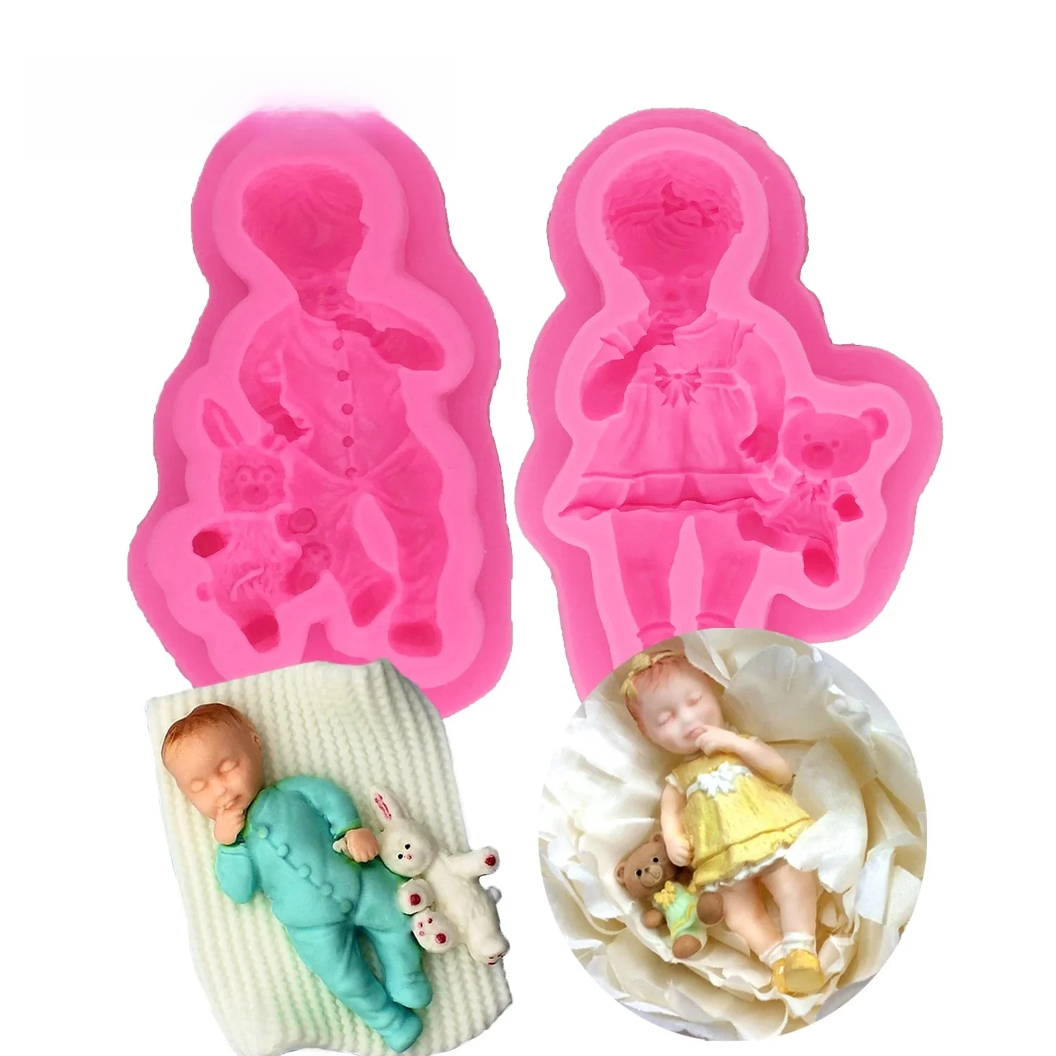 DIY chłopiec dziewczyna silikonowe formy narzędzia do dekorowania ciast masą cukrową ciastko czekoladowe formy do pieczenia dla baby shower favor prezenty T1367 — zdjęcie 2