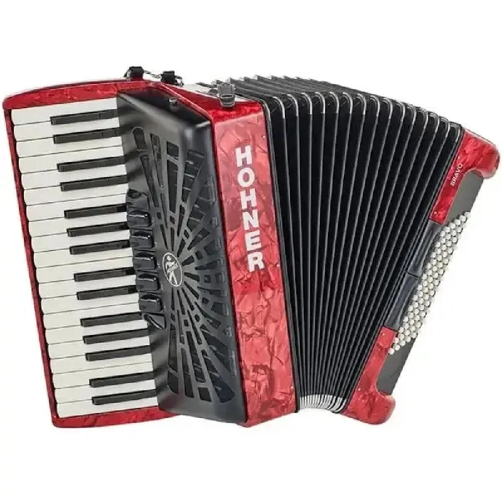 Discounted Price For New Hohner Bravo III 72 Accordion with Black Bellows Red