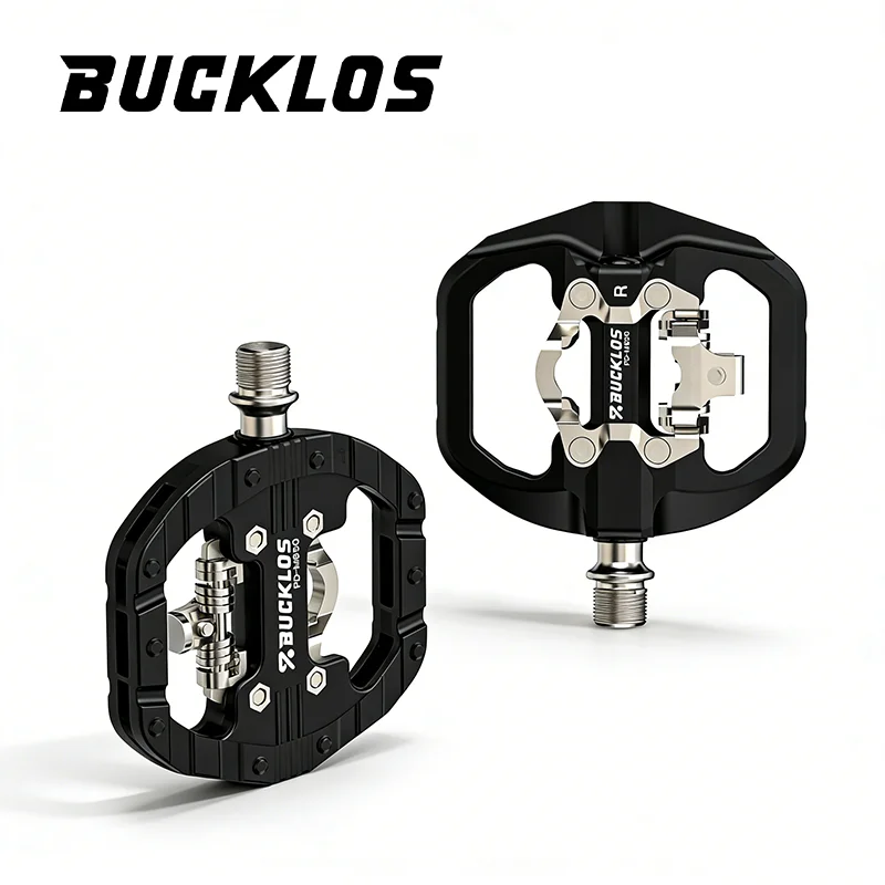 BUCKLOS Bike Lock Pedals for SPD Dual Function MTB Pedal 9/16'' Nylon Fiber Mountain Bike Pedals Non-slip Bicycle Pedal PD-M650