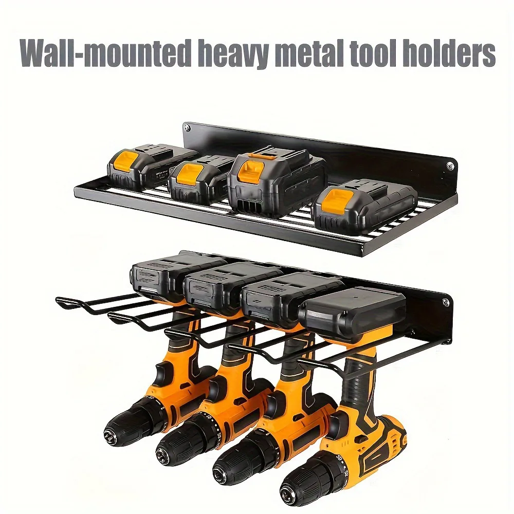 Wall Mount Drill Holder Space Saving Power Tool Organizer Wall Mount Power Tool Storage Rack Anti-Slip Design for Shed