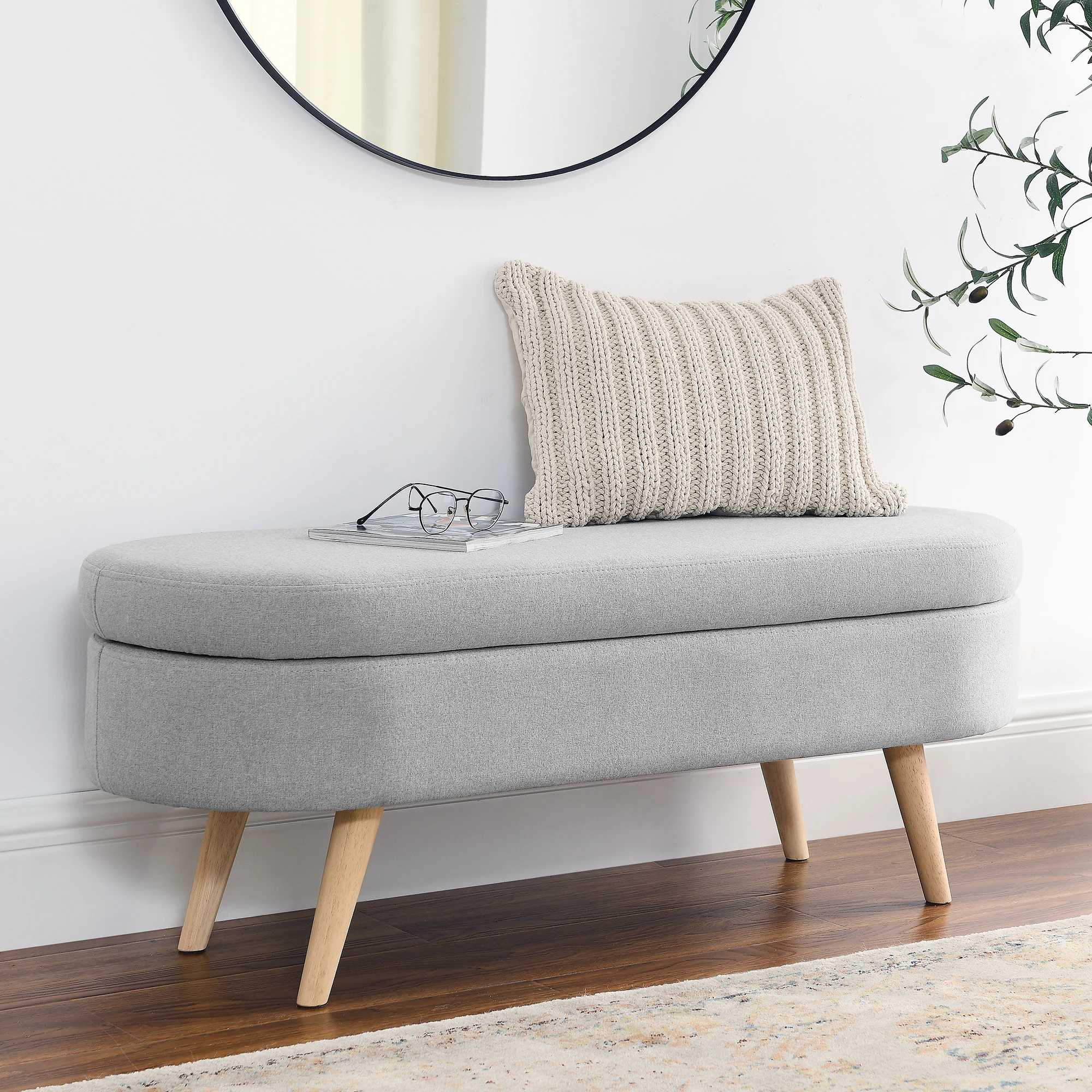 2024 New Ottoman Oval Storage Bench - 43.5