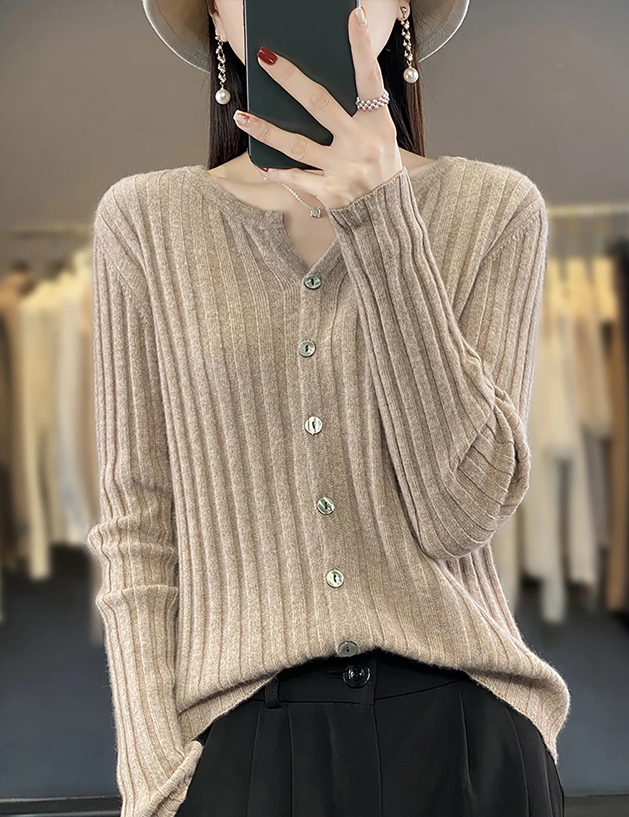 LONGMING Fashion Cardigan for Women's 2024 Spring Slim Cardigans O-neck Vintage Knitted Tops Female Chic Knit Top Korean Fashion