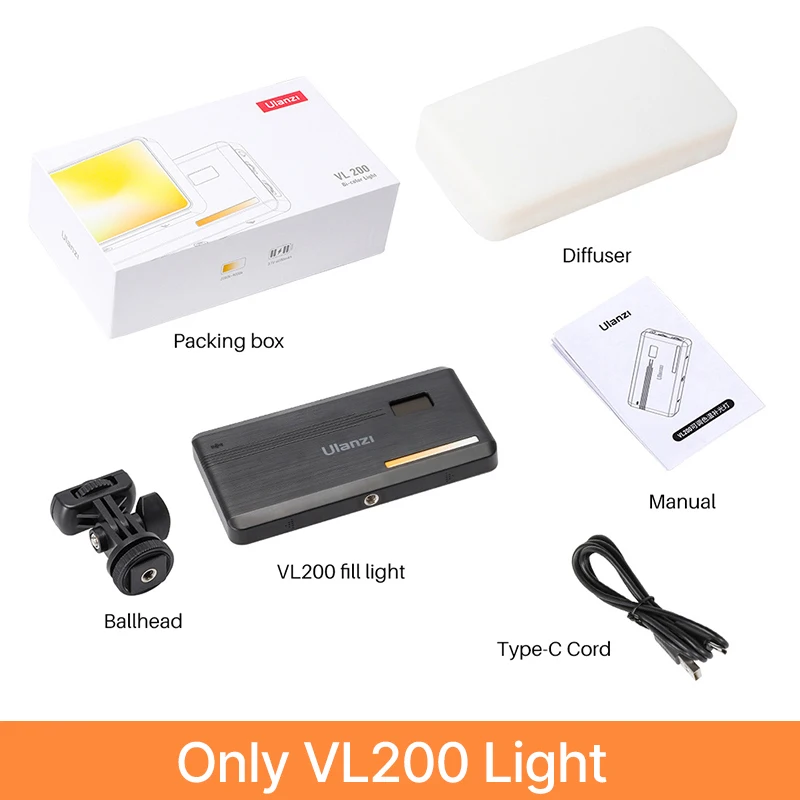 Ulanzi VL200 2500K-9000K Led Camera Licht Met Statief Telefoon Houder 360 ° Balhoofd Dimbare Led video Licht Met Zachte Diffuser