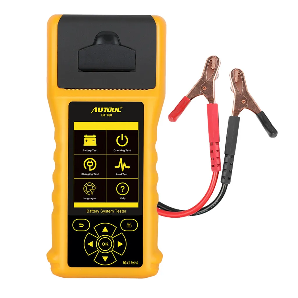 New AUTOOL BT760 Car Battery Tester with Printer 6- 32V Color Screen Test Battery/Cranking/Charging/Max Load