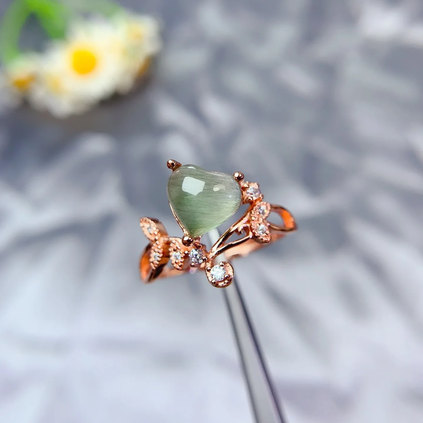 KJJEAXCMY Boutique Jewelry Girl Natural Hair Crystal Gemstone Ring 925 Pure Silver Plated Rose Gold Christmas Gift for Girlfrien