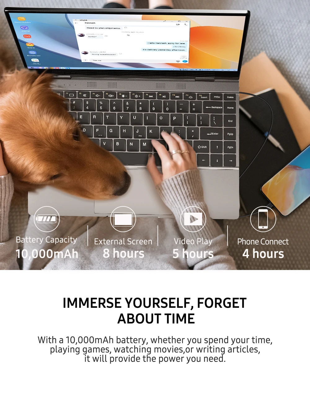 UPERFECT X Pro Wireless LapDock DEX Portable Monitor w/ Keyboard Battery 14.0 TouchScreen Mobile External Screen Laptop Display