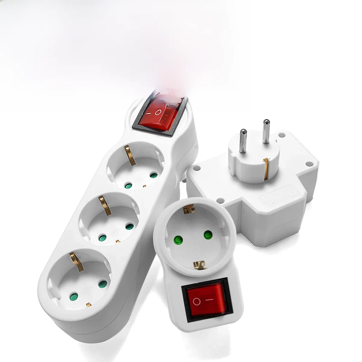 Gniazdo elektryczne UE z włącznikiem/wyłącznikiem 2-pinowe 4,8 mm standardowe europejskie gniazdo rozszerzeń Adapter przedłużający wtyczkę konwertera — zdjęcie 2