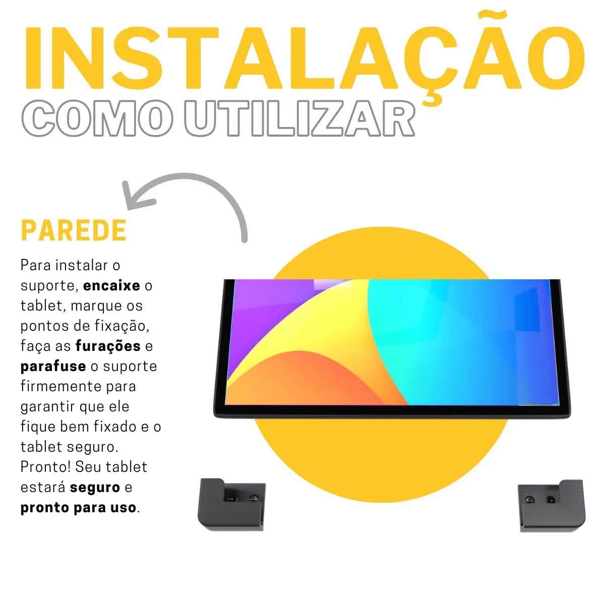 Suporte Stand De Parede Fixo Compatível com Tablet Universal