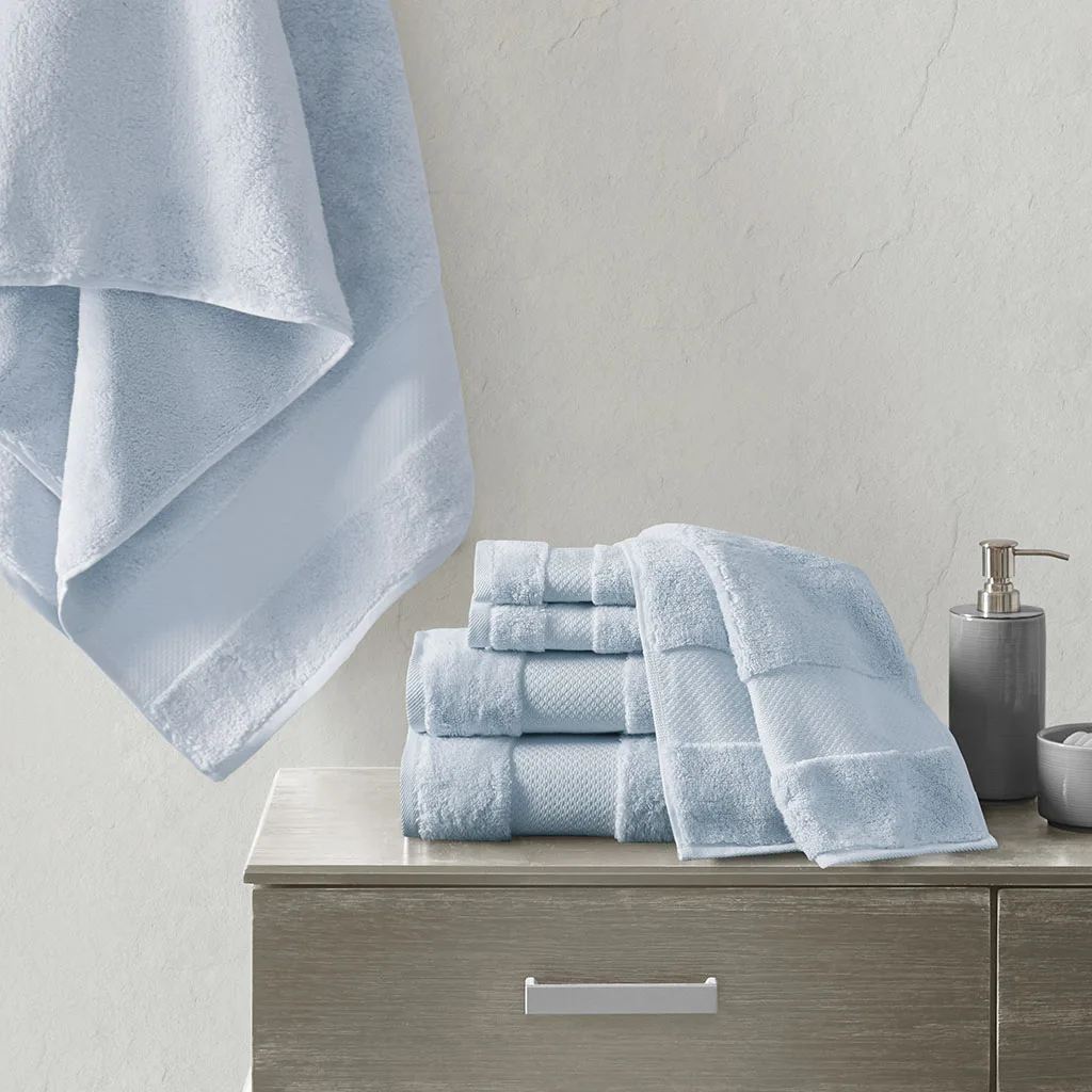 

Cotton 6 Piece Bath Towel Set (Light Blue + Cotton)"