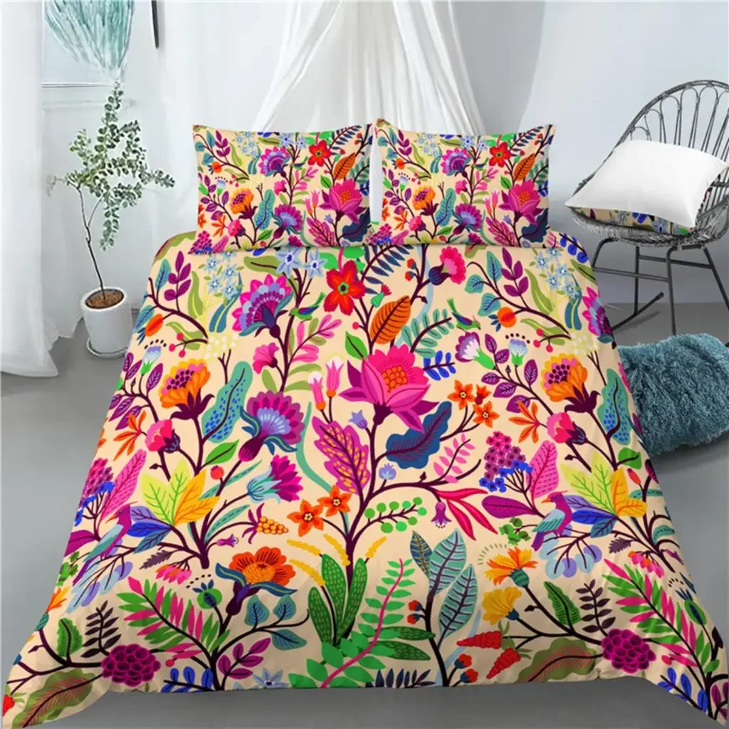 Home living luxus 3d blumen druck 2/3pcs bequemer bett bezug kissen bezug bettwäsche set königin und