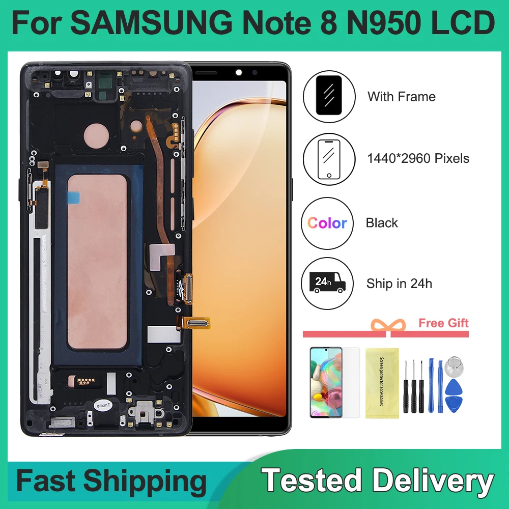 

TFT Display For Samsung Note 8 LCD Display Touch Screen Digitizer Replacement for Note8 N950 SM-N950F Screen With Frame