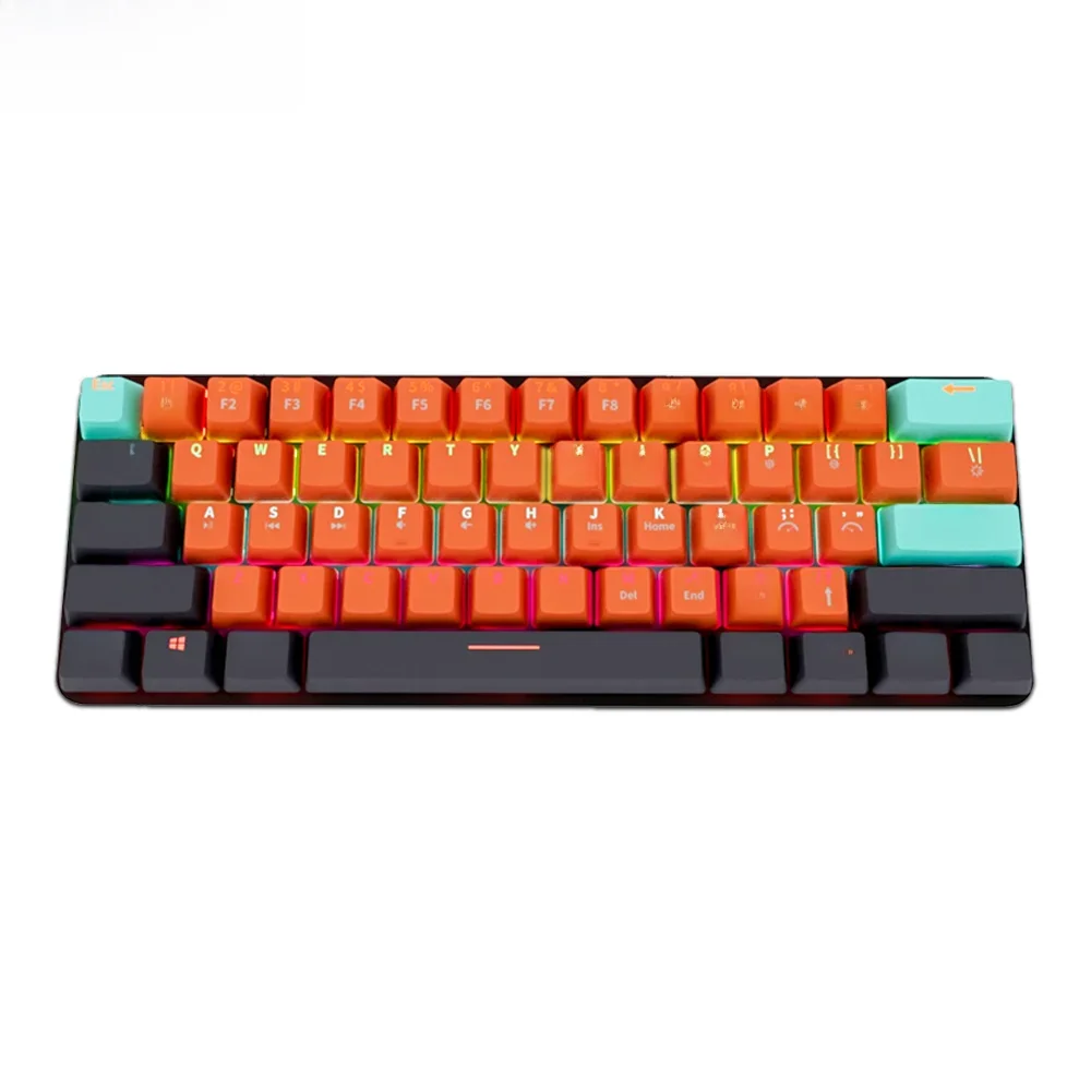MUCAI-MKA610 USB Mini teclado mecânico para jogos, interruptor vermelho, 61 Key Gamer para