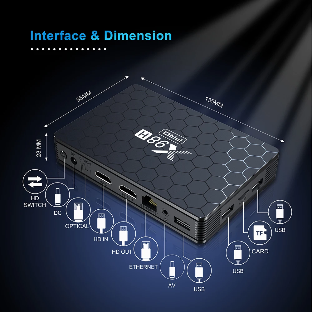 1000M X98H Pro Android 12 Smart TV Box Allwinner H618 Quad Core Set Top Box HD 4K AV1 2.4/5G Dual Wifi6 BT5 64GB Media Player