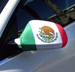 Directly Delivery 2 Pcs Free Size Four-way stretch fabric Mexico Mexican Flags Car Mirror Cover