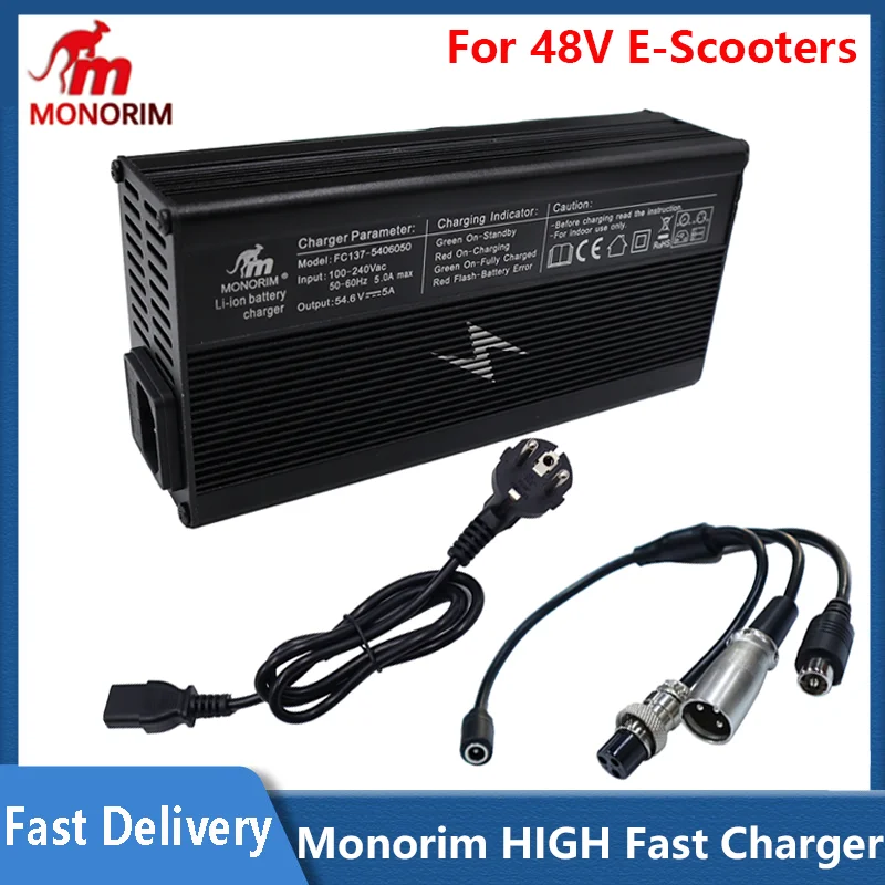

Monorim C5A HIGH Fast Charger 54.6v 5.0A For 48V Escooter And Electric Bicycle Three Hour Fast Filling