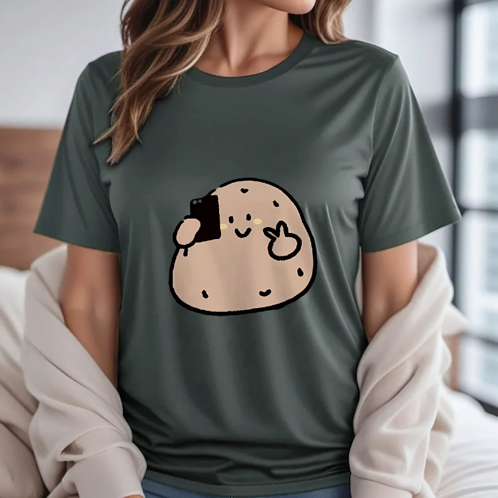 

Cartoon Summer Printing Clothes Y2k Potato Women White Graphic Fashion Female Streetwear Casual Women's Clothing