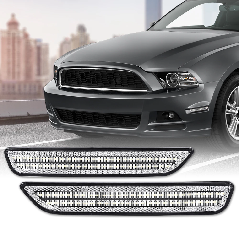 

White Led Strip Fender Lamp Side Marker Light Fit for 2010-2014 Ford Mustang Ar3Z15A201A Fo2551144 Ar3Z15A201B Fo2550144 Clear