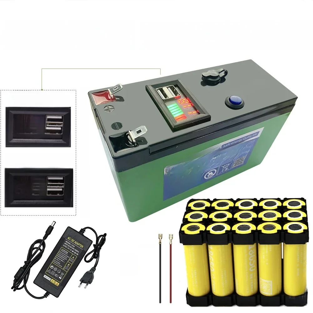 12 V lithiumbatterij 30Ah 18650 Oplaadbare batterij voor zonne-energie LED-verlichting kampeeruitrusting 12.6 V oplader - afbeelding 2