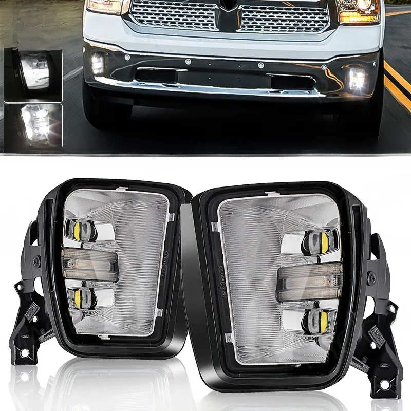 LED Mistlamp Dagrijverlichting Voor Dodge Ram 1500 2013 2014 2015 2016 2017 2018 DRL Richtingaanwijzer Wit Geel auto Accessoies - afbeelding 2