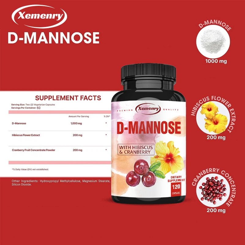 D-Mannose - Natural Urinary Tract Health, Detoxification, Bladder Cleansing, Liver Health - 120 Capsules