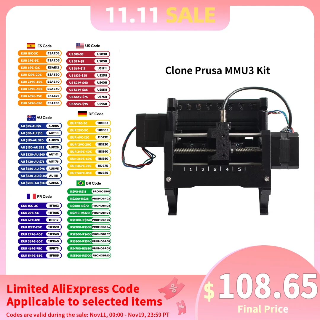 

Набор для копирования Prusa MMU3, MMU для Prusa i3 MK3/MK3S/MK3S +/MK4 MMU, многоцветная печатная плата управления для 3D-принтера