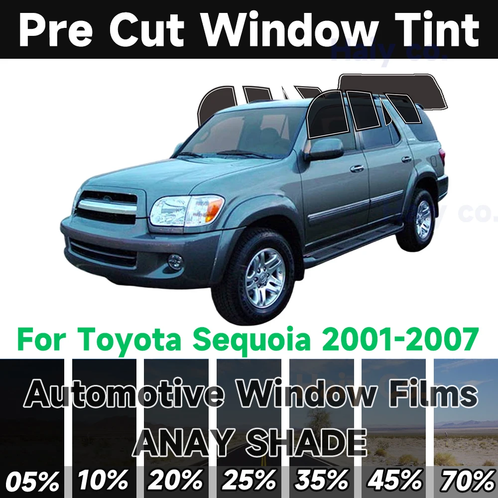 

Предварительно нарезанная тонировочная пленка для окон автомобиля Toyota Sequoia 2001-2007, защита от солнца, УФ-излучения, жары и бликов, двухслойная защитная пленка для окон, наклейка на автомобиль