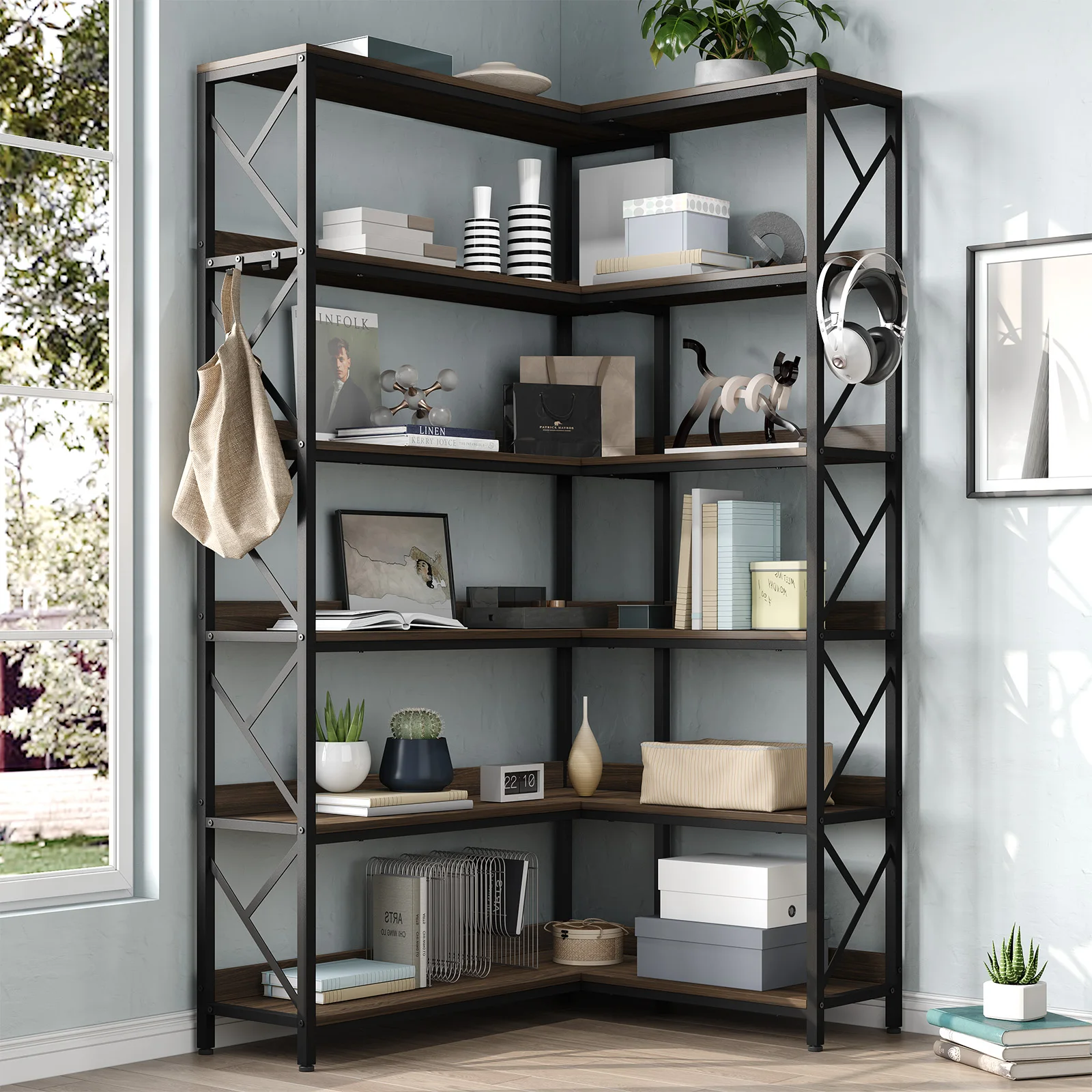 6-Shelf Corner Bookshelf,75.4