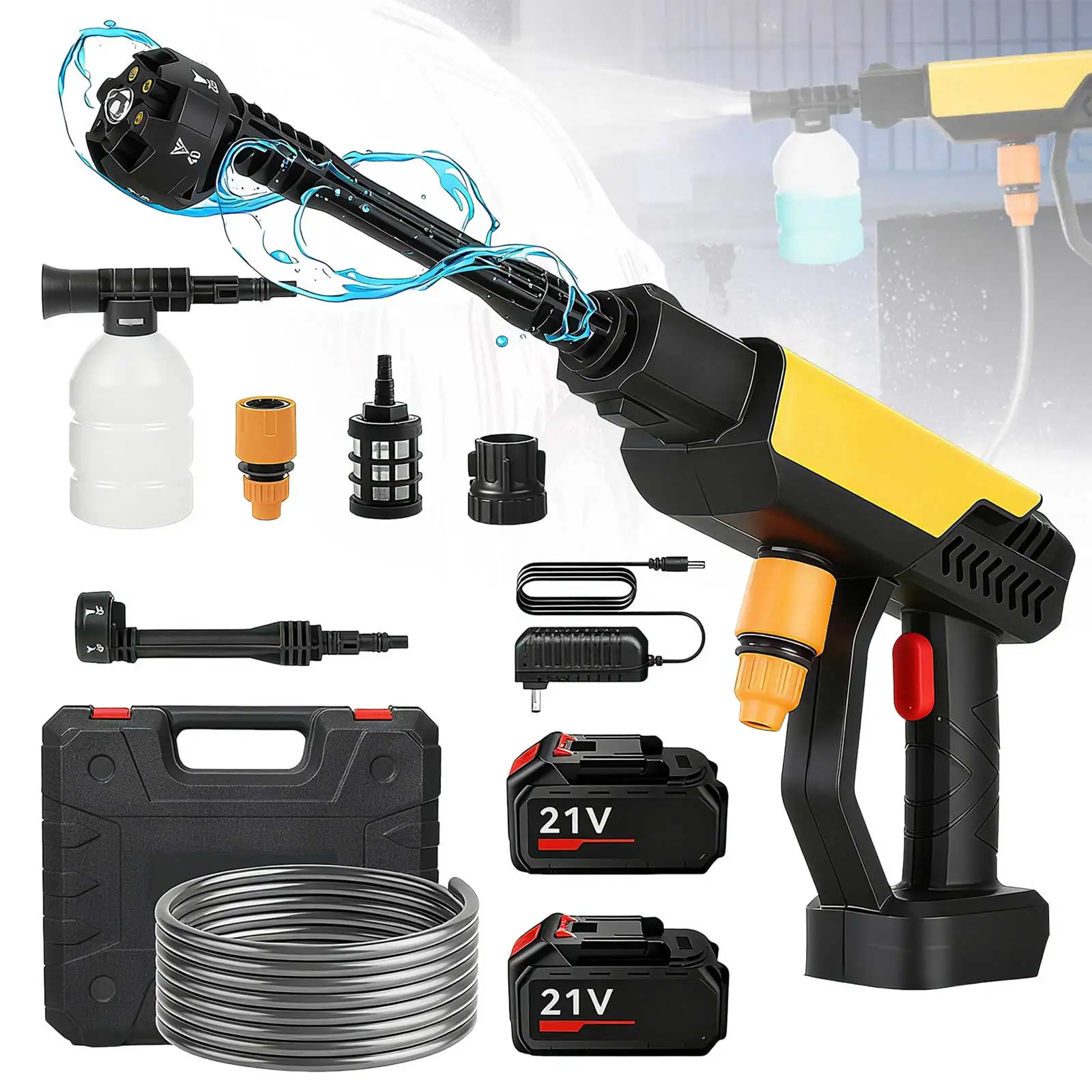 Nettoyeur haute pression sans fil 70 bars, pistolet à eau, machine de lavage de voiture, nettoyeur à eau sous pression pour outil à batterie Makita 21V