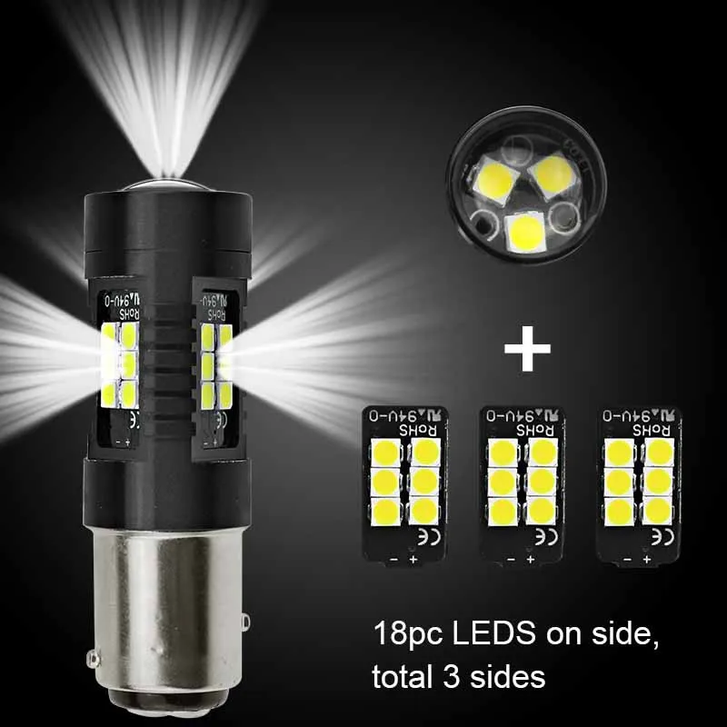 Car Led Light Bulb Canbus T25 3157 1156 BA15S 1157 P21/5W BAY15D Auto Parking Lights 3030 21SMD Reversing Lamp White Red 12V