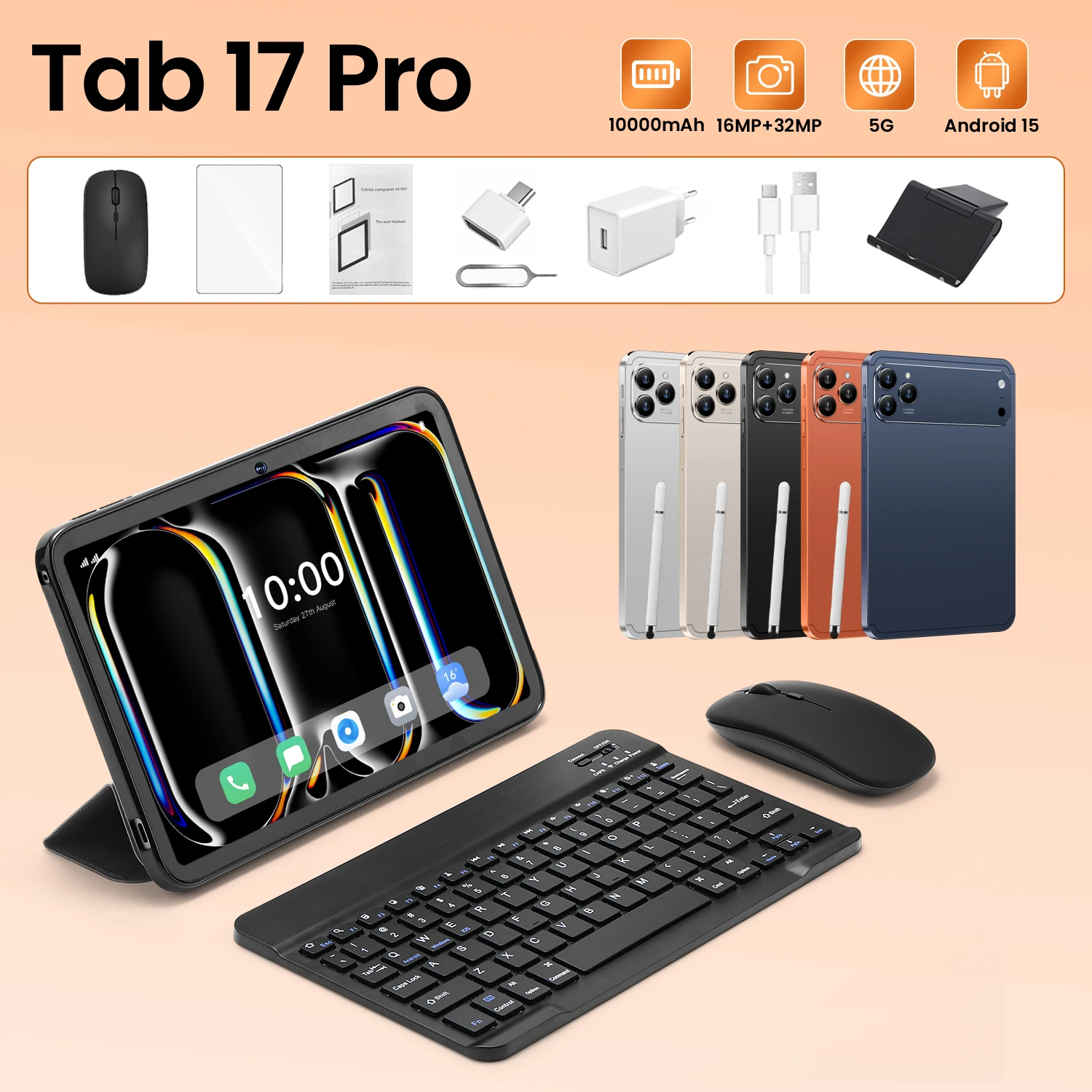 

2026 NEW Tab 17 Pro Tablet 10.1" HD Screen Snapdragon 8 Gen3 Android 15.0 16GB RAM 1TB ROM 5G Dual SIM 10000mAh Battery 32MP Cam