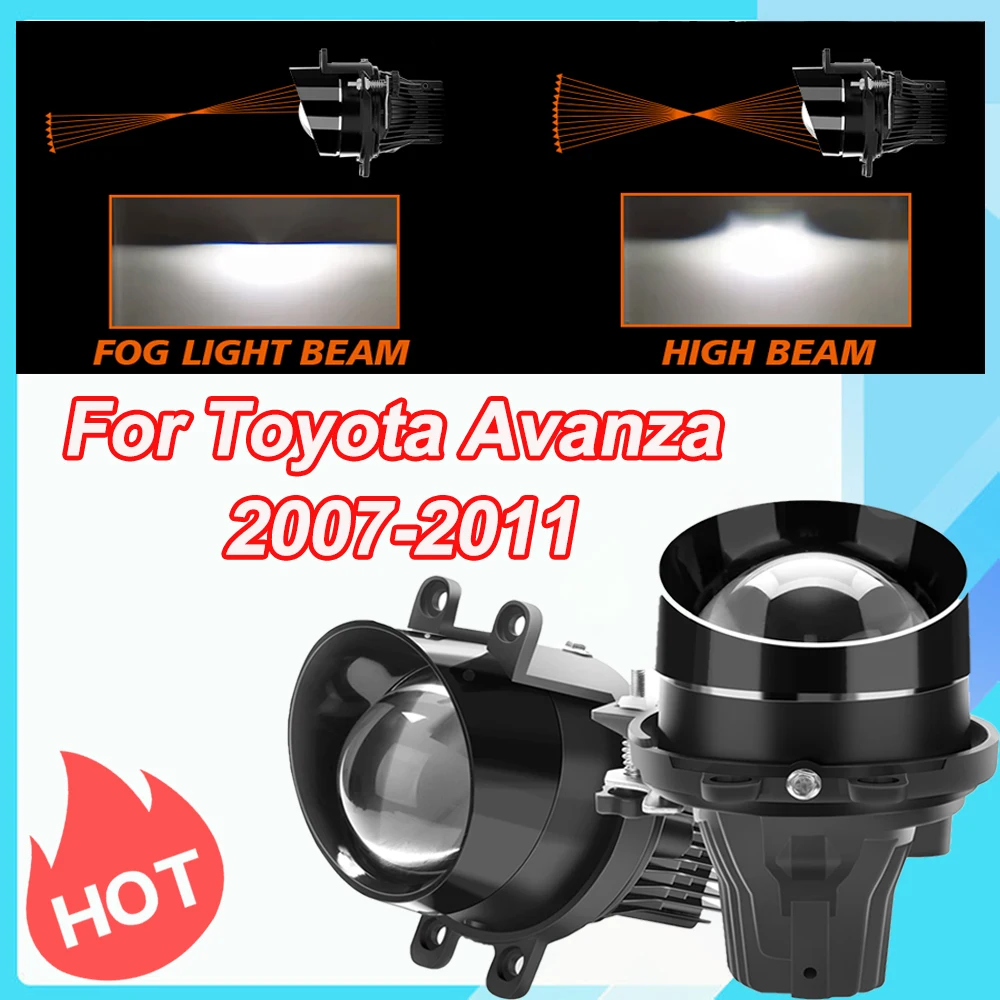 

3.0 Inch H11 LED Car Fog Light Projector Lens 6000K White Fit for Toyota Avanza 2007-2011 Plug & Play Driving Fog Lamp
